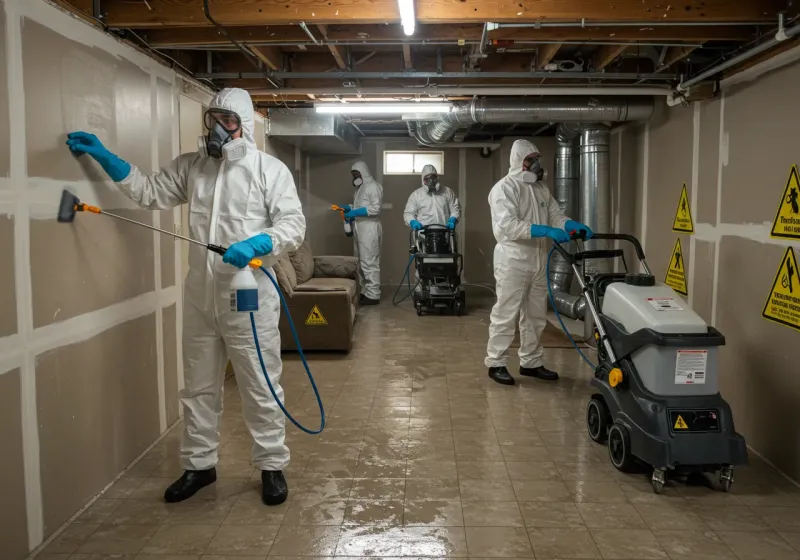 Basement Moisture Removal and Structural Drying process in Bethlehem Village, CT